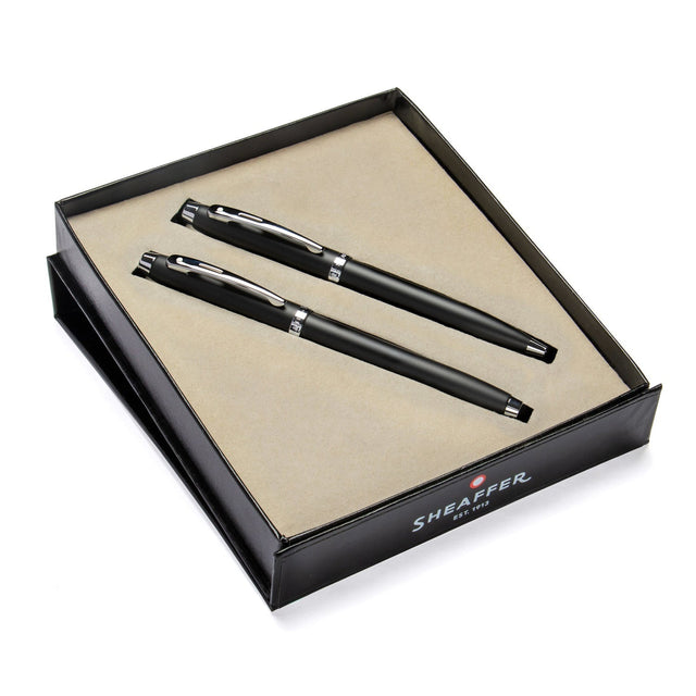 Sheaffer® Gift Set ft. Matte Black S100 9317 with Chrome Trim as Set of 2 pens -  Ballpoint Pen & Rollerball pen