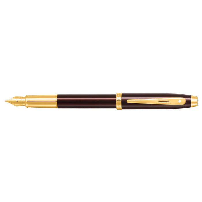 Sheaffer® 100 9370 Glossy Coffee Brown Fountain Pen With PVD Gold-Tone Trim - Medium