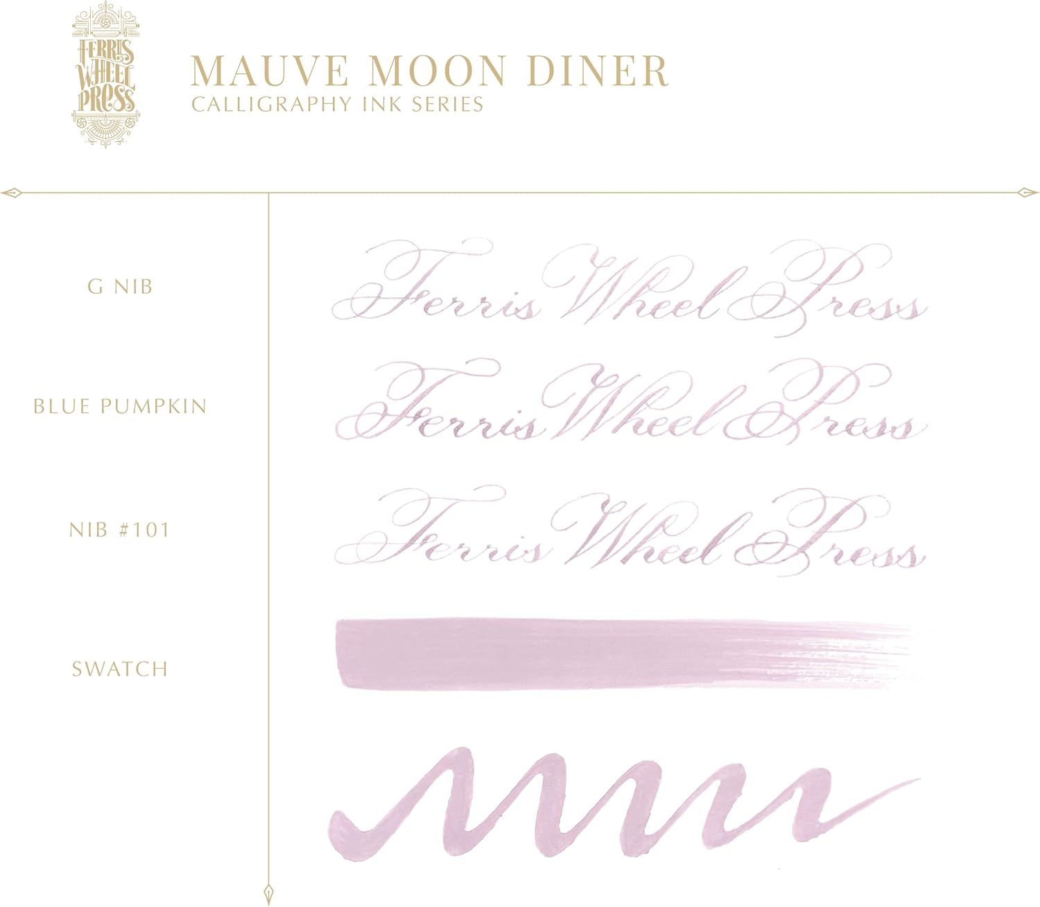 Ferris Wheel Press, Calligraphy Ink, Opaque Light Mauve, 28ml