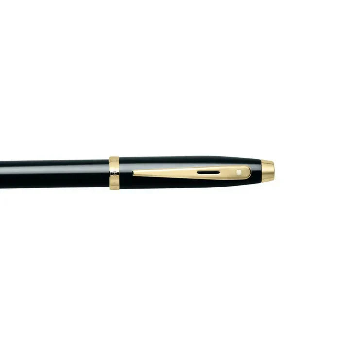 Sheaffer 100 Glossy Black Ballpoint Pen With Gold Trims