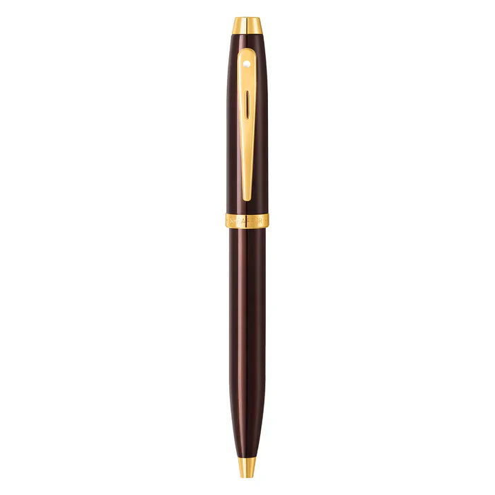 Sheaffer® 100 9370 Glossy Coffee Brown Ballpoint Pen With PVD Gold-Tone Trim