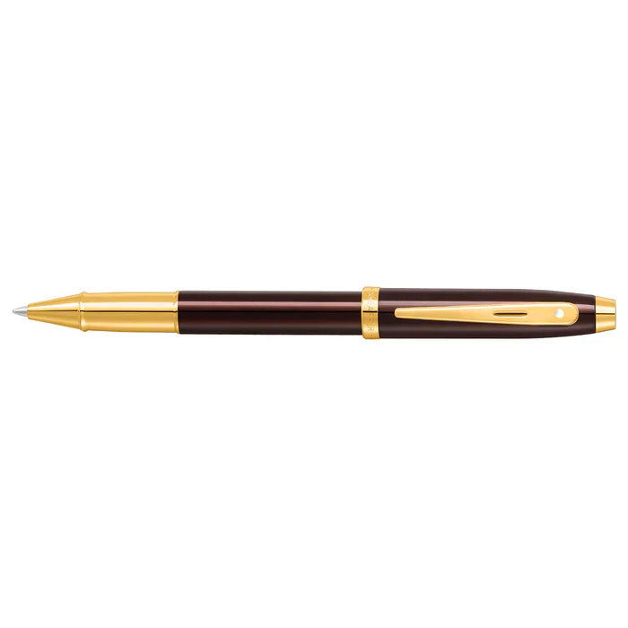 Sheaffer® 100 9370 Glossy Coffee Brown Rollerball Pen With PVD Gold-Tone Trim