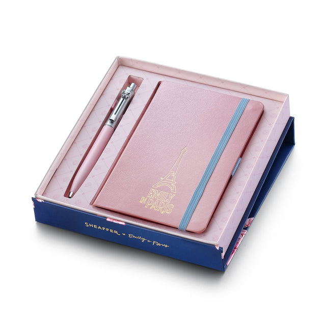 Sheaffer Gift Set - EIP Sentinel 321 Pink Matte Finish Ballpoint Pen with Chrome Trims and Small Hardbound Notebook