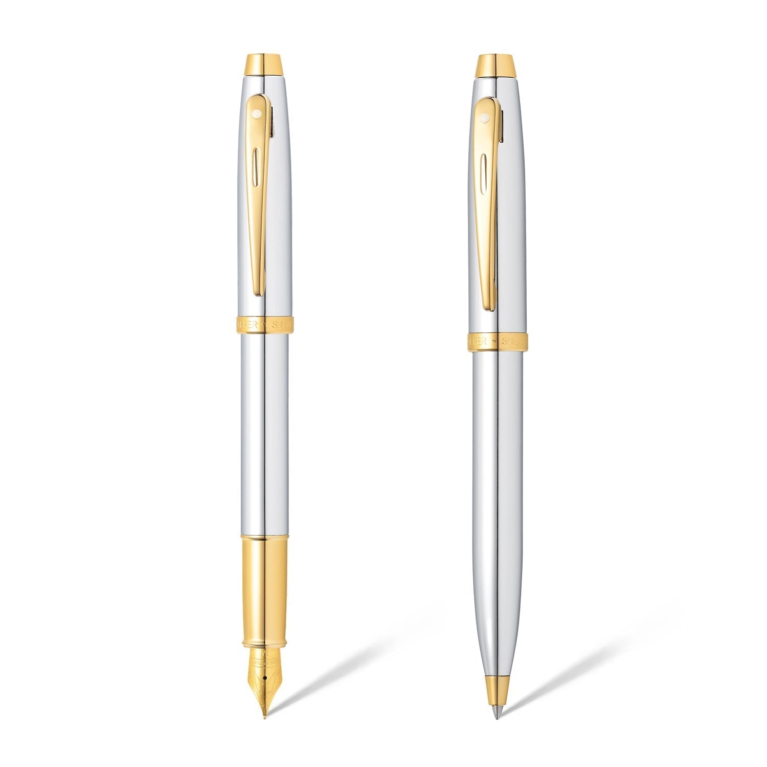 Sheaffer® Gift Set ft. Bright Chrome S100 9340 with Gold Tone Trim as Set of 2 pens -  Ballpoint Pen & Fountain pen (M)