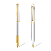 Sheaffer® Gift Set ft. Bright Chrome S100 9340 with Gold Tone Trim as Set of 2 pens -  Ballpoint Pen & Fountain pen (M)
