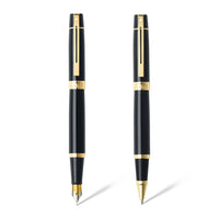Sheaffer® Gift Set ft. Glossy Black S300 9325 with Gold Tone Trim as Set of 2 pens -  Rollerball Pen & Fountain pen (M)