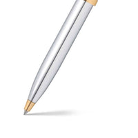 Sheaffer Gift Set ft. Bright Chrome 100 Ballpoint Pen with Gold Trims and Table Clock
