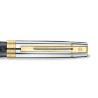 Sheaffer - 300 Engraved Matt Black Barrel And Shiny Chrome Cap. PVD Gold Trims Medium FP 